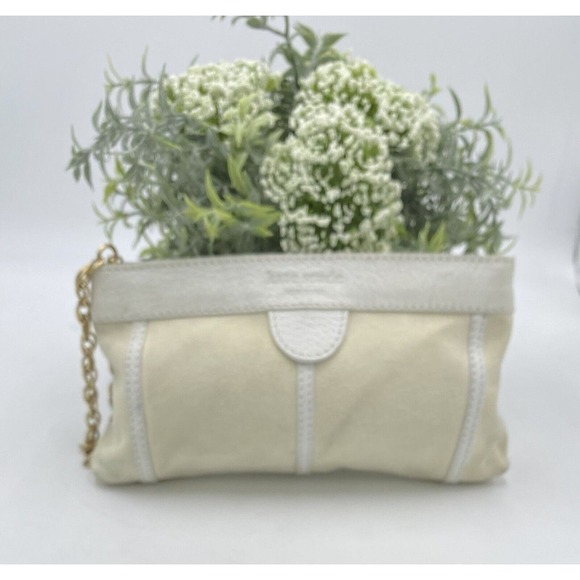 kate spade new york Handbags - Kate Spade Off white suede and Leather Clutch Made in Italy